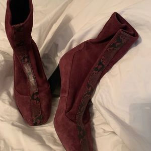 Donald Pliner burgundy sock boots